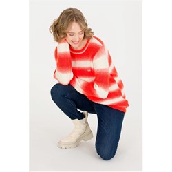 Kadın Nar Çiçeği Bisiklet Yaka Kazak