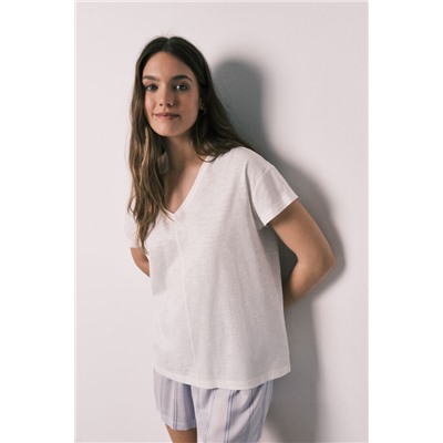 Pijama corto algodón y viscosa rayas