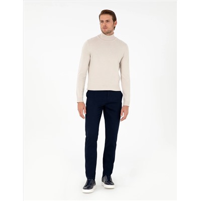 Lacivert Slim Fit Kanvas Pantolon