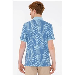 Erkek İndigo Polo Yaka Tişört