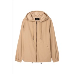 Cortavientos con capucha Beige