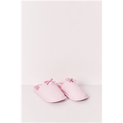 Zapatillas casa rosa cuadros Vichy lazo