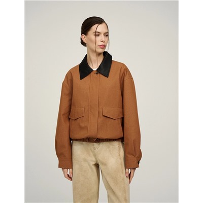 Терракотовый бомбер с воротником
