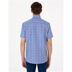 Mavi Regular Fit Kareli Kısa Kollu Gömlek