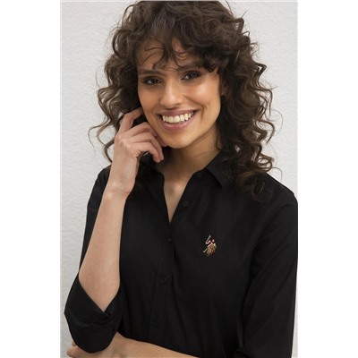 Kadın Siyah Uzun Kollu Basic Gömlek