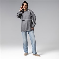 Лонгслив многослойный, Преданная стилю (grey, 2 в 1)