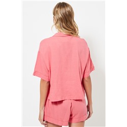 Camisa de pijama de lino - Rosa