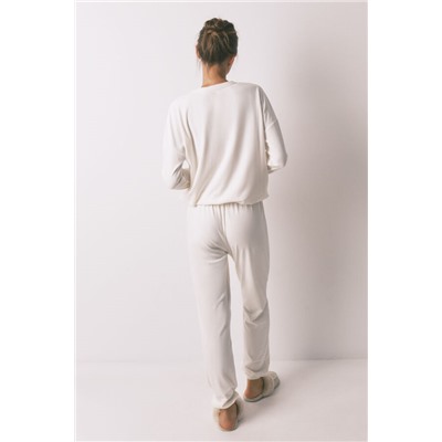 Pijama largo terciopelo suave blanco brillo