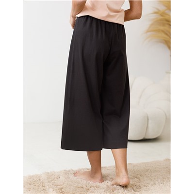 Укороченные широкие брюки кюлоты на резинке из 100% хлопка