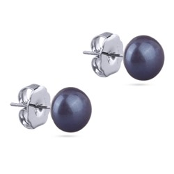 Пусеты (Майорка 10мм черничная; покрытие родий), Есть комплект