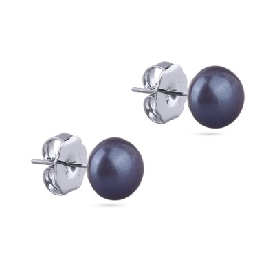 Пусеты (Майорка 10мм черничная; покрытие родий), Есть комплект