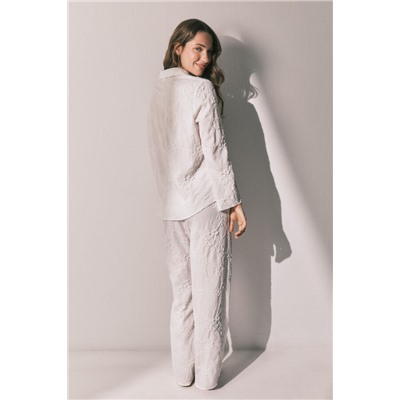 Pijama camisero largo satén blanco