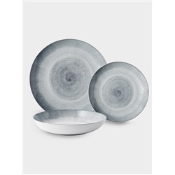 Сервиз обеденный, 4 перс, 12 пр, керамика, серо-голубой, Спираль, Vulcano