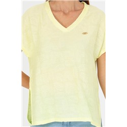 Kadın Açık Sarı V - Yaka Tişört