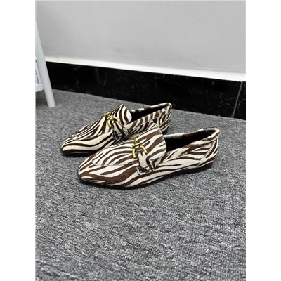 Женские кожаные(конский волос) лоферы с принтом "зебра" РИВЕРЛАЙ*Н