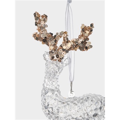 Игрушка елочная, 14 см, акрил, прозрачно-золотистая, Олень, Event