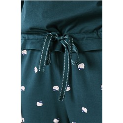 Pijama largo Hello Kitty algodón verde