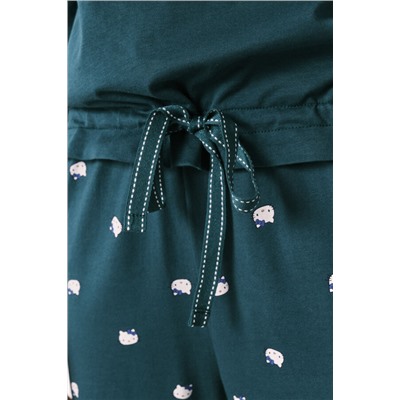 Pijama largo Hello Kitty algodón verde