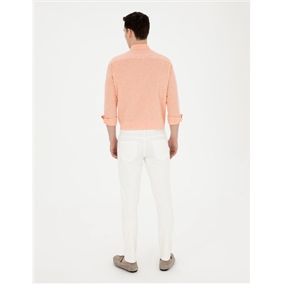 Ekru Slim Fit Jean Pantolon