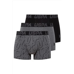 U.S. Polo Assn. U.S. Polo Assn. Erkek Siyah - Antrasit -Baskılı 3 lü Kutulu Boxer - Çoklu Renk - BATDN80D49Y6T