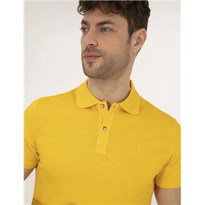 Sarı Slim Fit Polo Yaka Merserize Tişört