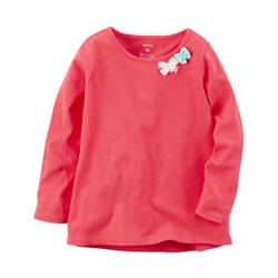 Long-Sleeve Bow Embellished Tee