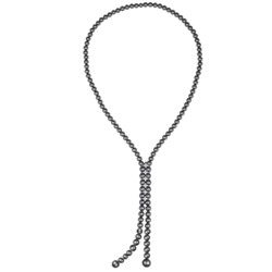 Колье (Майорка темно-серая 8-12мм, цирконы; покрытие родий) 70см, Есть комплект