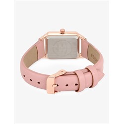 LADIES PINK SQUARE WATCH AND BRACELETS SET