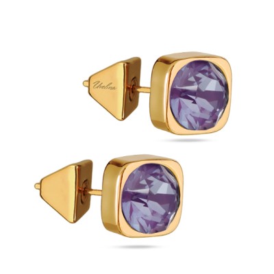 Пусеты Теннис (кристаллы SW пурпурные 8мм; покрытие золото), Есть комплект