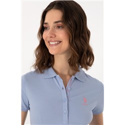 Kadın Açık Mavi Basic Polo Yaka Tişört