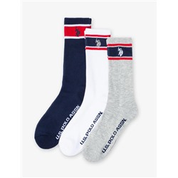 MENS 3PK SIGNATURE STRIPE ASSORTED CREW SOCKS