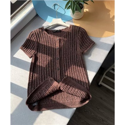 Женский кардиган фактурной вязки с коротким рукавом  МАНГ*О