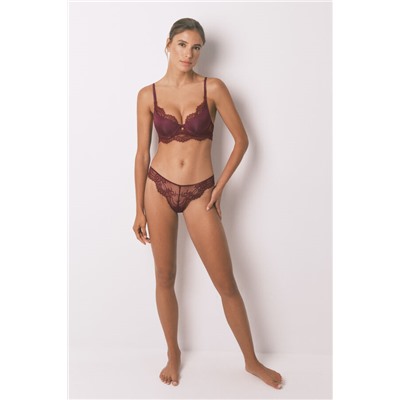 Tanga encaje tul vino