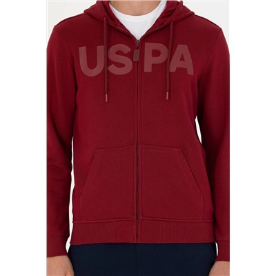 Erkek Bordo Kapüşonlu Örme Hırka