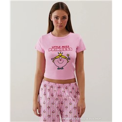 Camiseta corta de punto en rosa Little Miss Princess