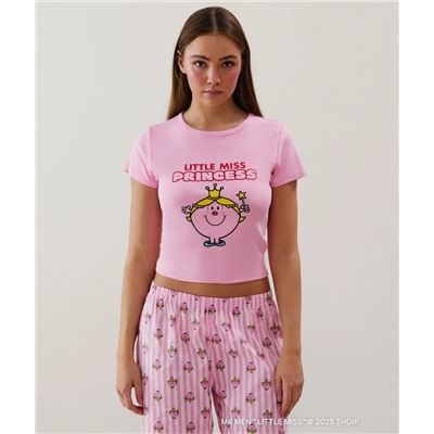Camiseta corta de punto en rosa Little Miss Princess