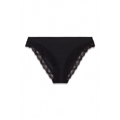 Braga clásica microfibra rayada y encaje negra