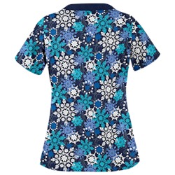 UA Festive Snowflakes Navy Print Scrub Top