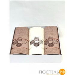 Набор полотенец Карвен "DORT DAIRE" махра 50*90(2)/70*140 HS 1643 v-4 крем/капучино