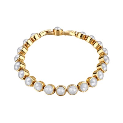 Браслет Теннис (Майорка белая 6мм; покрытие золото) 18-20см, Есть комплект