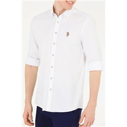 Erkek Beyaz Uzun Kollu Basic Gömlek