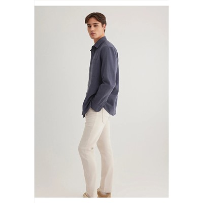 Mavi Keten Karışımlı Tencel Gömlek Regular Fit / Normal Kesim 0211377-82183