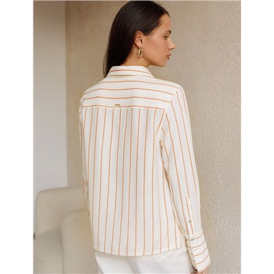 Блузка свободного силуэта в тонкую полоску из эластичного хлопка