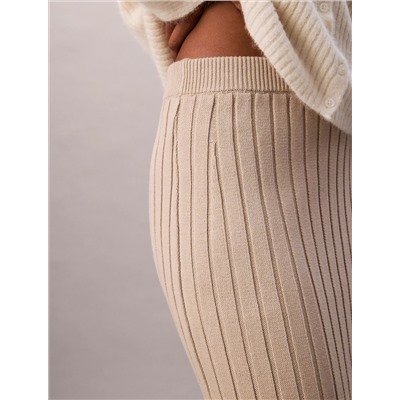 Rib Cotton Midi Skirt