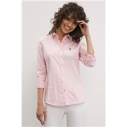 Kadın Pembe Uzun Kollu Basic Gömlek