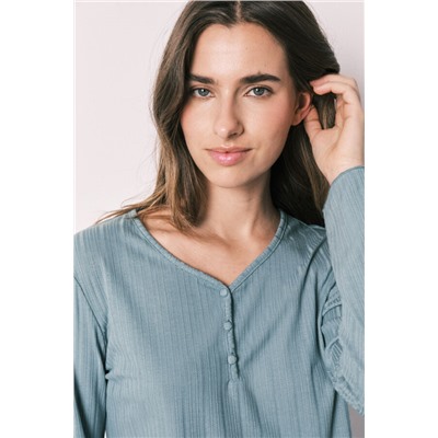 Pijama largo textura pointelle verde