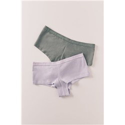 Pack 2 bragas bóxer algodón lila, verde