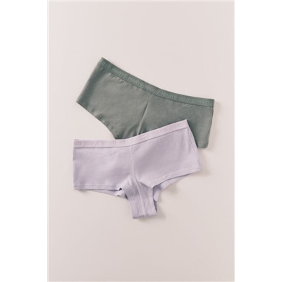 Pack 2 bragas bóxer algodón lila, verde
