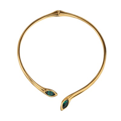 Колье Эдем (кристаллы SW зеленые; покрытие золото), Есть комплект