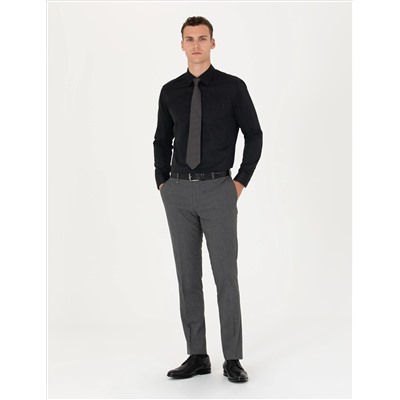 Siyah Regular Fit Uzun Kollu Basic Gömlek